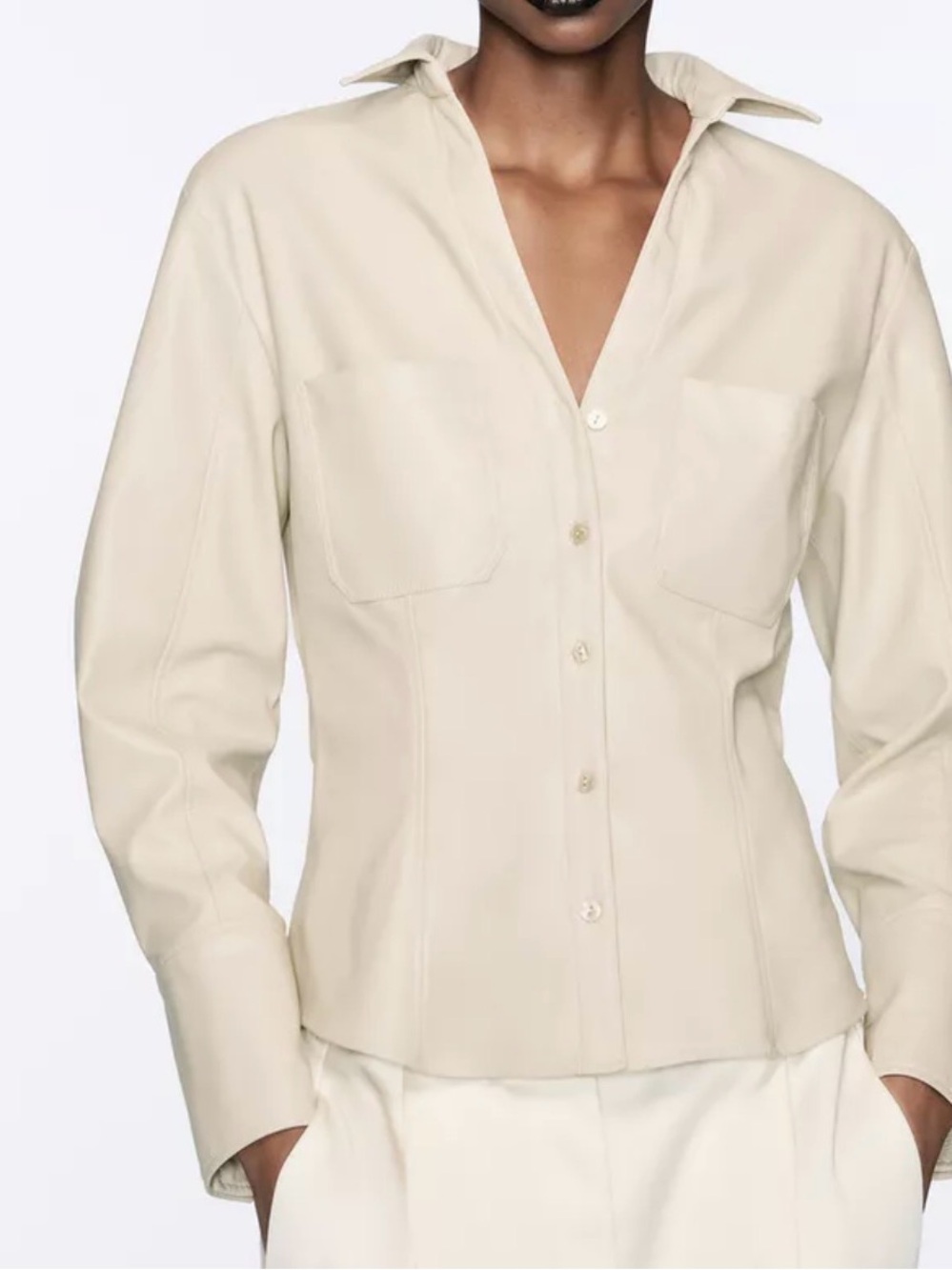 Zara Cream Textured Crewneck Sweater